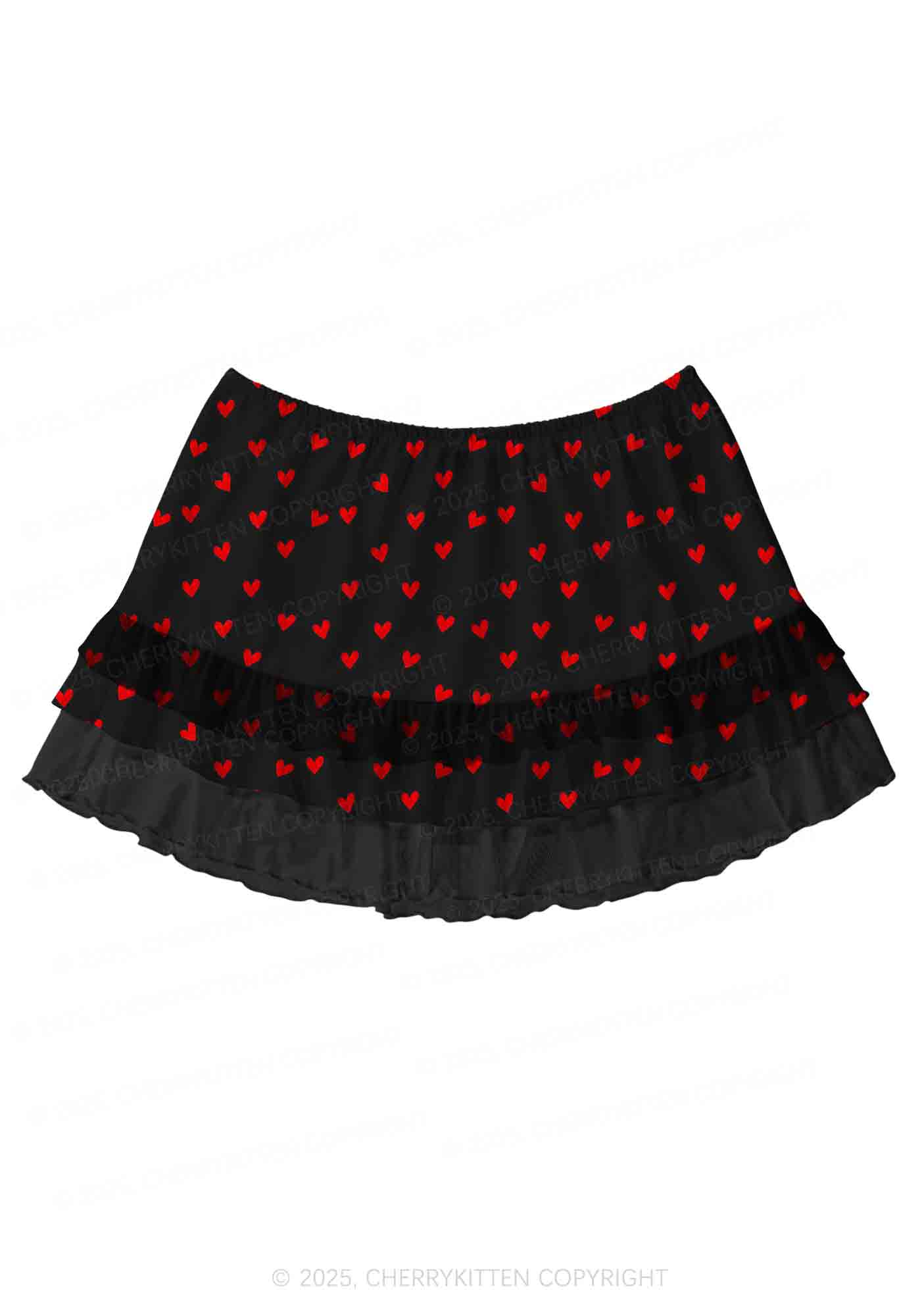 Hearts Fly Valentine's Day Y2K Print Mini Layered Skirt Cherrykitten