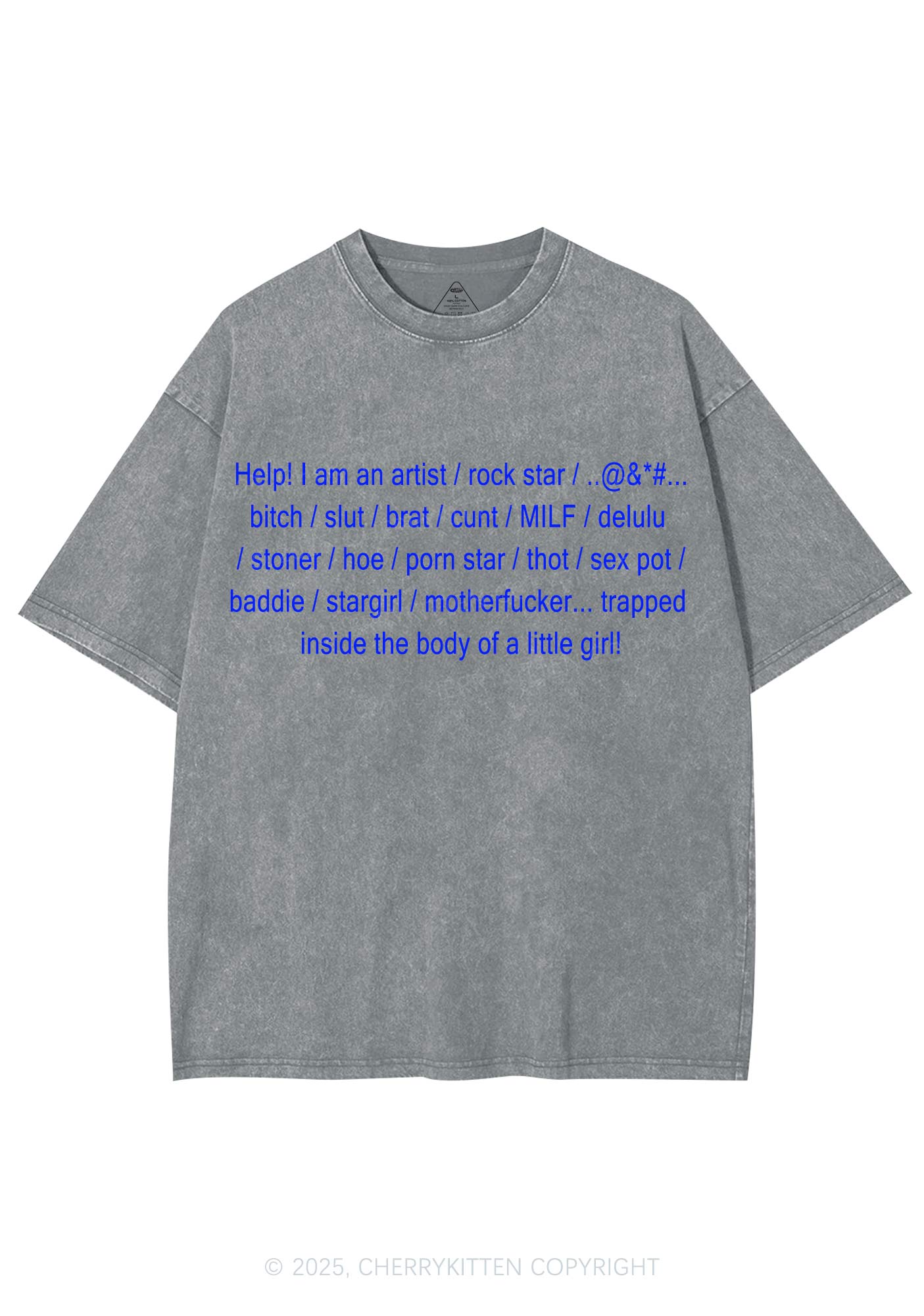 Help Little Girl Y2K Shirts Washed Tee Cherrykitten