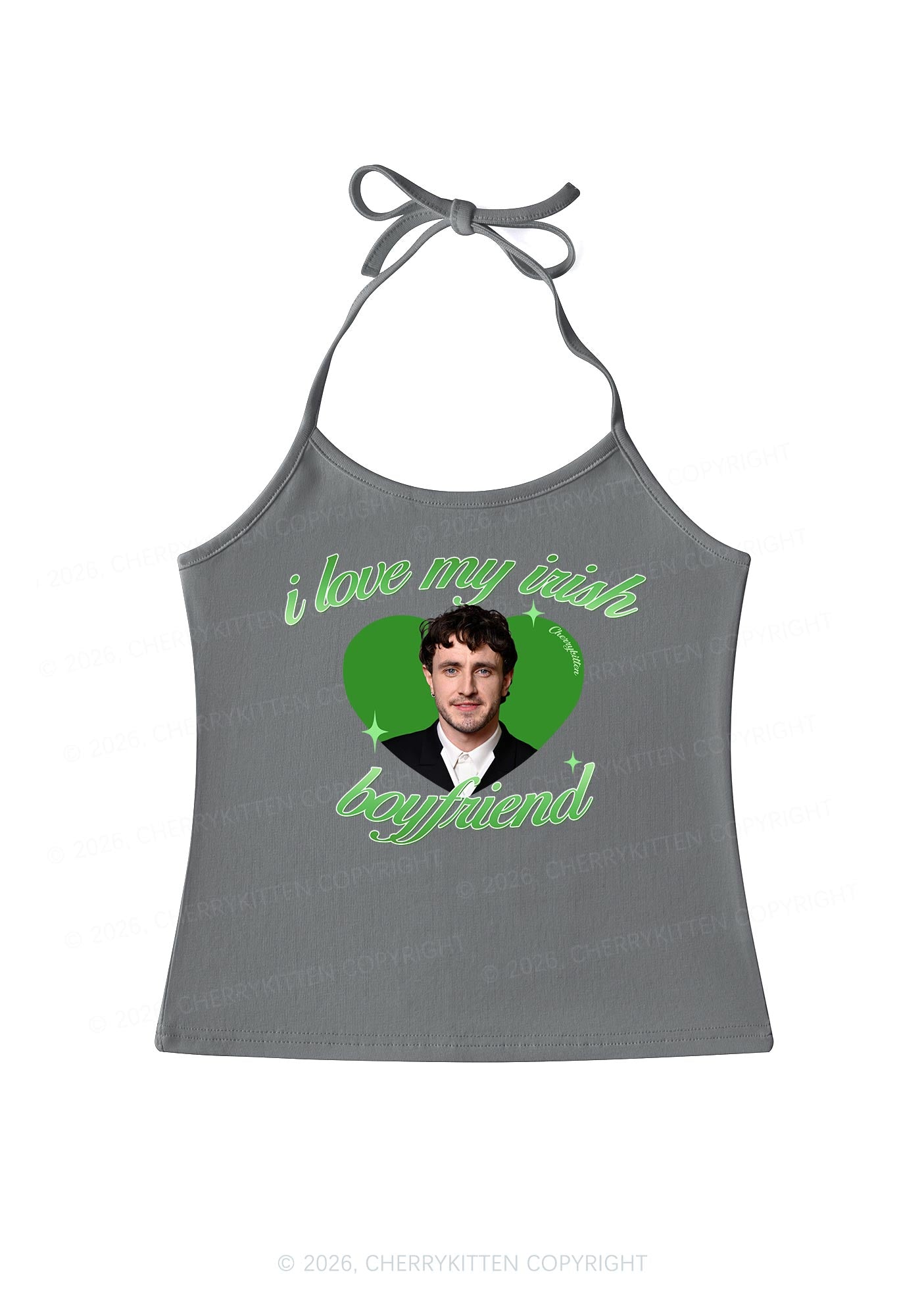 Custom Love My Irish Boyfriend St Patricks Y2K Halter Neck Cami Cherrykitten