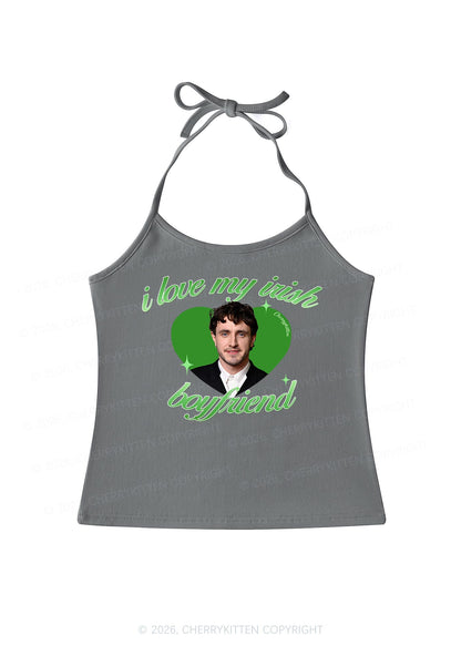 Custom Love My Irish Boyfriend St Patricks Y2K Halter Neck Cami Cherrykitten
