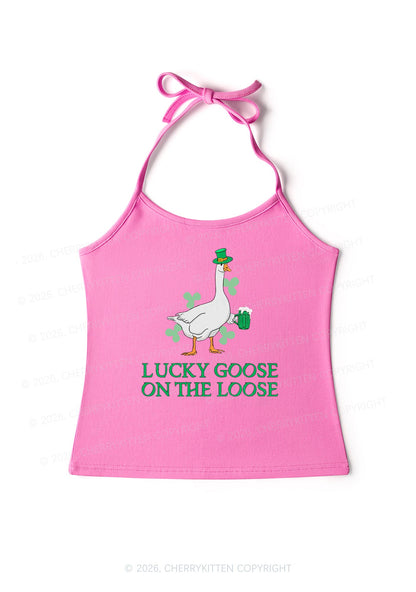 Lucky Goose On The Loose St Patricks Y2K Halter Neck Cami Cherrykitten