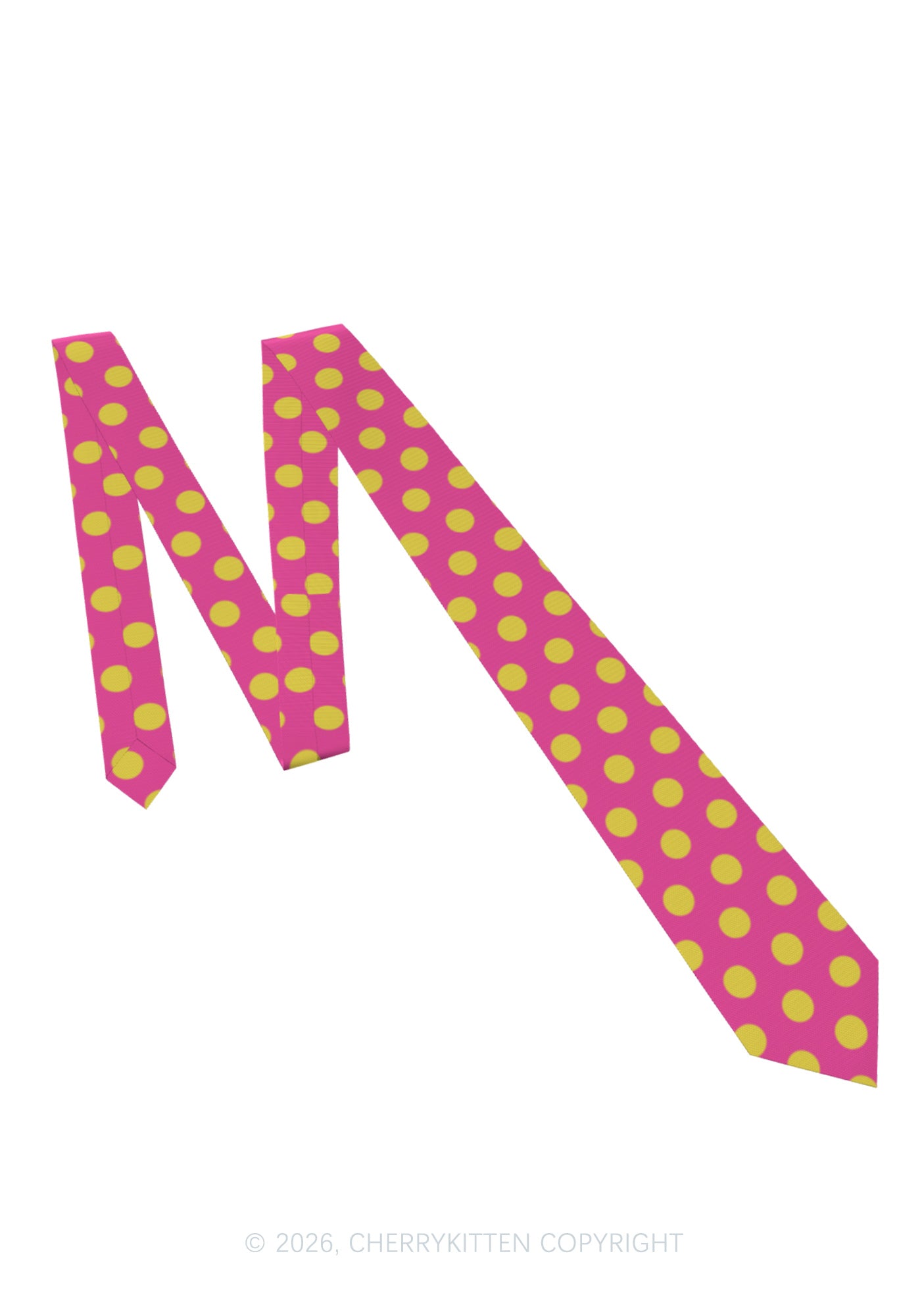 Yellow Dots On Pink Y2K Necktie Cherrykitten
