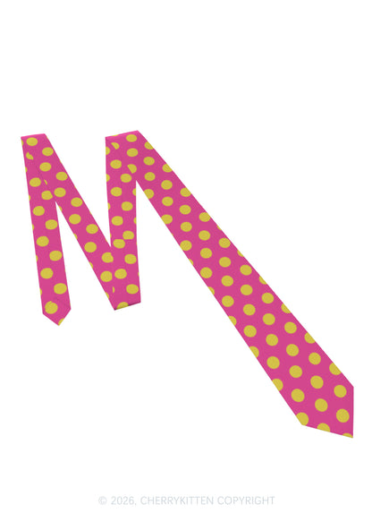 Yellow Dots On Pink Y2K Necktie Cherrykitten