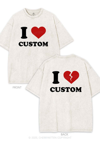I Love Custom Two Sides Y2K Shirts Washed Tee Cherrykitten