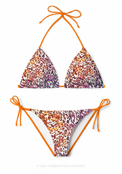 Lesbian Leopard Pride Y2K Print Bikini Set Cherrykitten