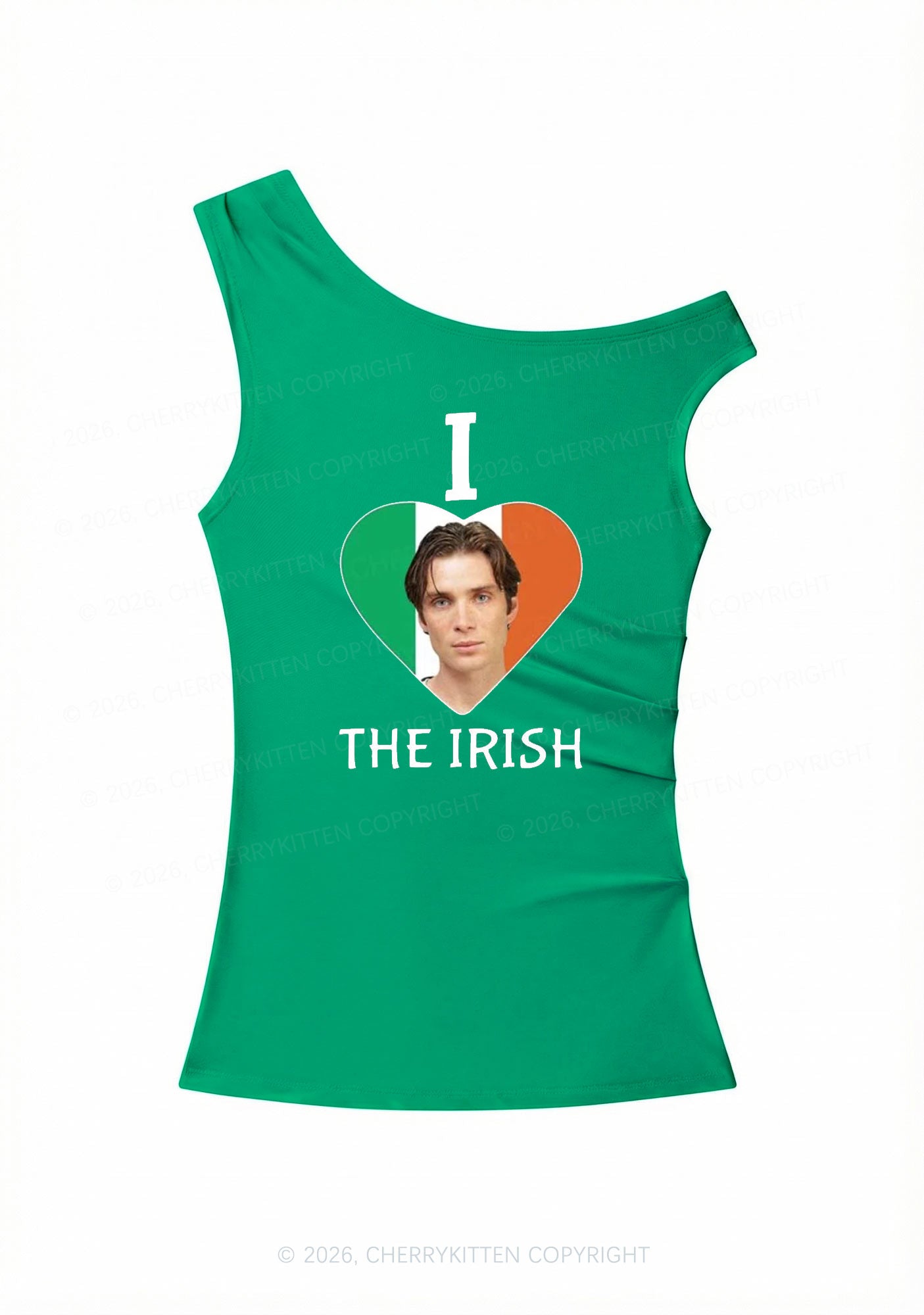 I Love The Irish Custom Photo St Patricks Y2K Off Shoulder Tank Top Cherrykitten