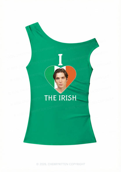 I Love The Irish Custom Photo St Patricks Y2K Off Shoulder Tank Top Cherrykitten