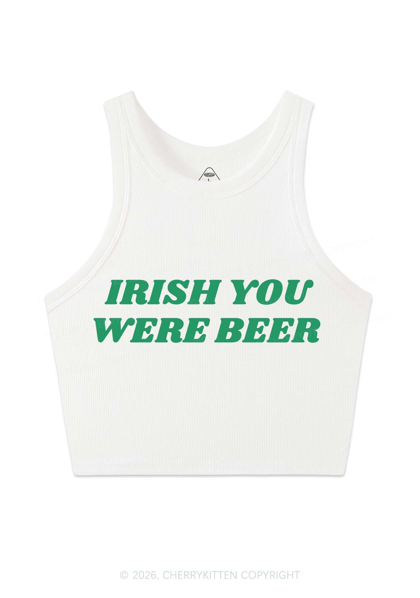 Irish You Were Beer St Patricks Y2K Crop Tank Top Cherrykitten