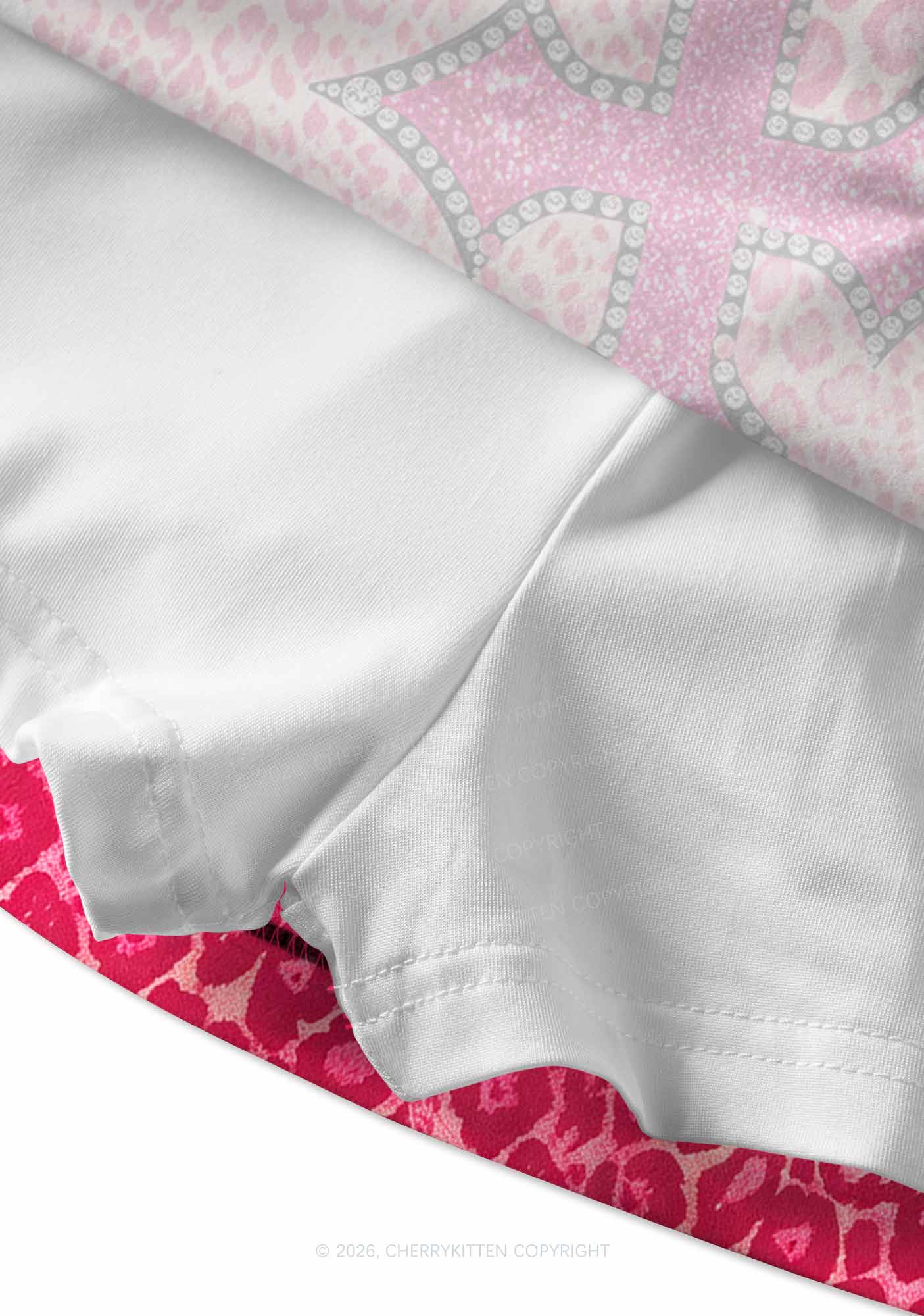 Halloween Pink Leopard Cross Y2K Print Mini Skirt Cherrykitten