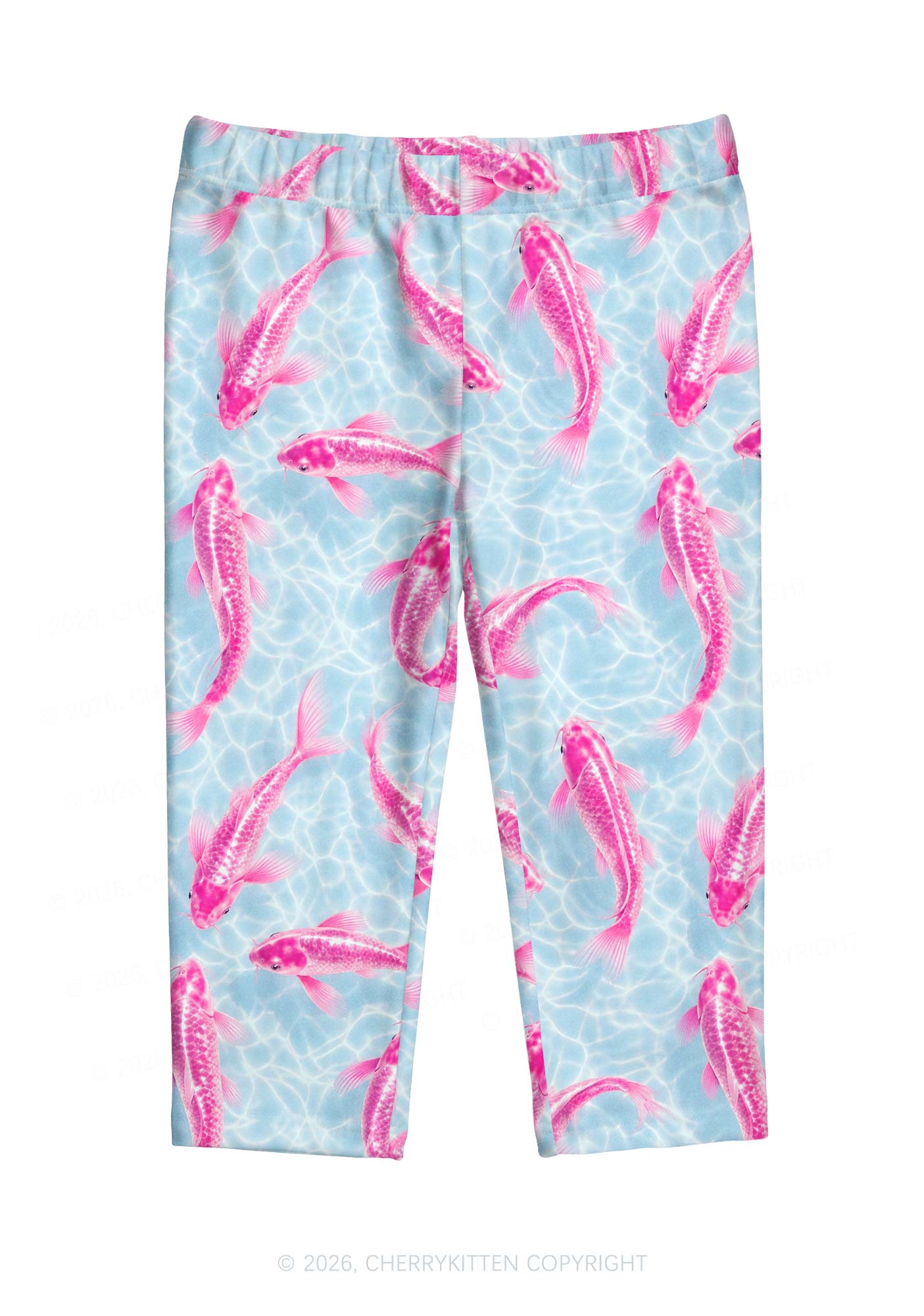 Pink Koi Fish Y2K Print Capri Pants Cherrykitten
