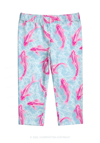Pink Koi Fish Y2K Print Capri Pants Cherrykitten