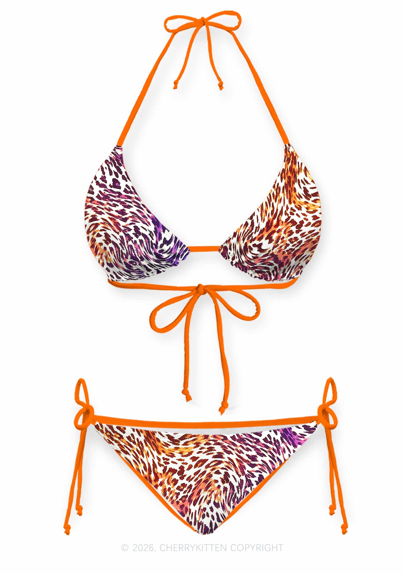 Lesbian Leopard Pride Y2K Print Bikini Set Cherrykitten