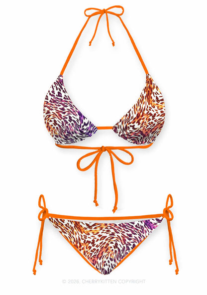 Lesbian Leopard Pride Y2K Print Bikini Set Cherrykitten