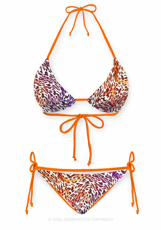 Lesbian Leopard Pride Y2K Print Bikini Set Cherrykitten
