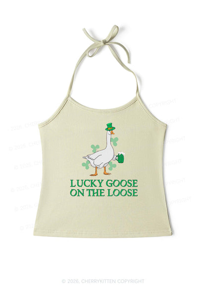 Lucky Goose On The Loose St Patricks Y2K Halter Neck Cami Cherrykitten