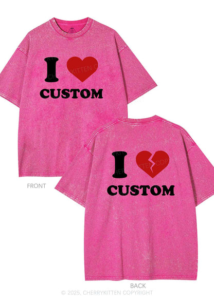 I Love Custom Two Sides Y2K Shirts Washed Tee Cherrykitten