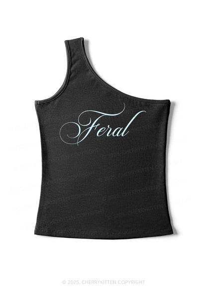 Feral Y2K One Shoulder Tank Top Cherrykitten