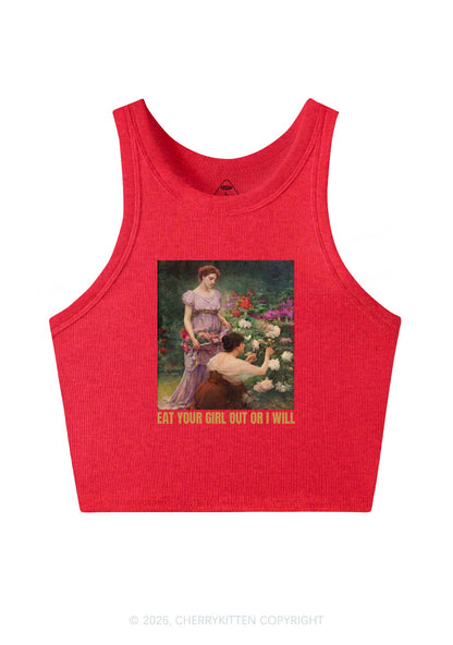 Eat Your Girl Out Painting Pride Y2K Crop Tank Top Cherrykitten