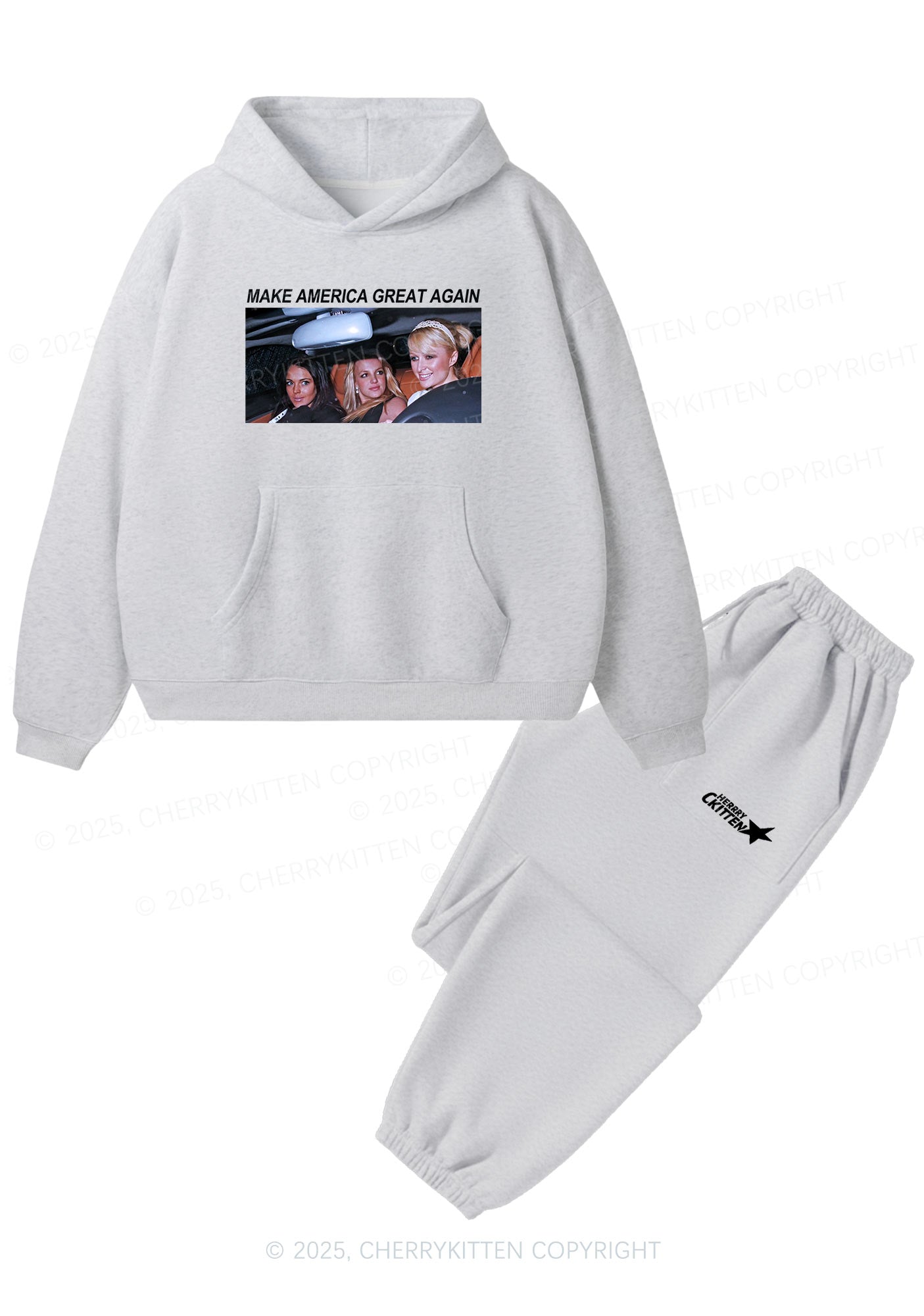 Make America Great Again Y2K Fleece Hoodie Set Cherrykitten