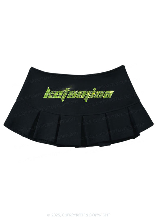 Rhinestone Ketamxxe Y2K Mini Pleated Skirts Cherrykitten