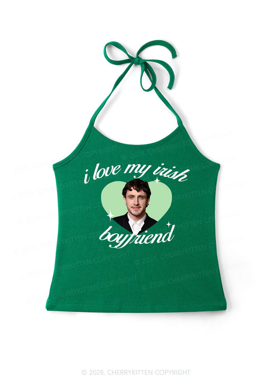 Custom Love My Irish Boyfriend St Patricks Y2K Halter Neck Cami Cherrykitten