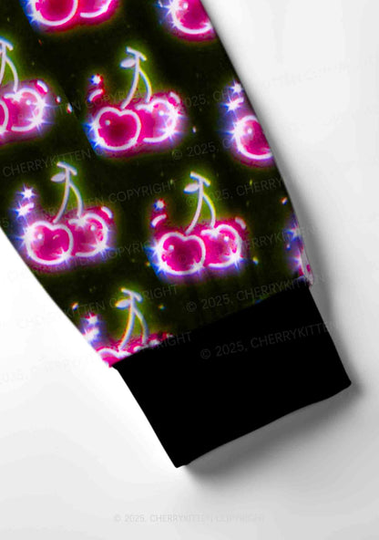 Glowing Cherry Dream Valentine's Day Y2K Print Long Sleeve Pajama Set Cherrykitten
