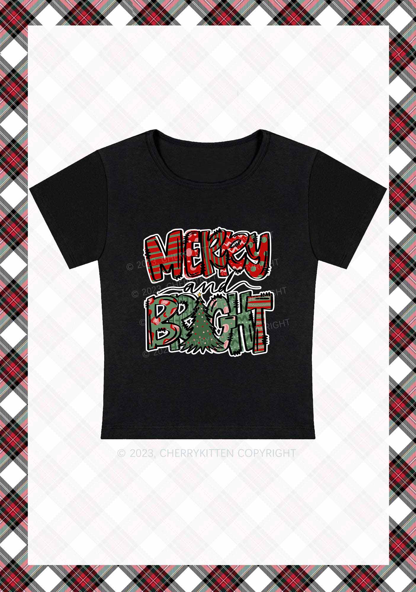 Merry And Bright Christmas Baby Tee Cherrykitten