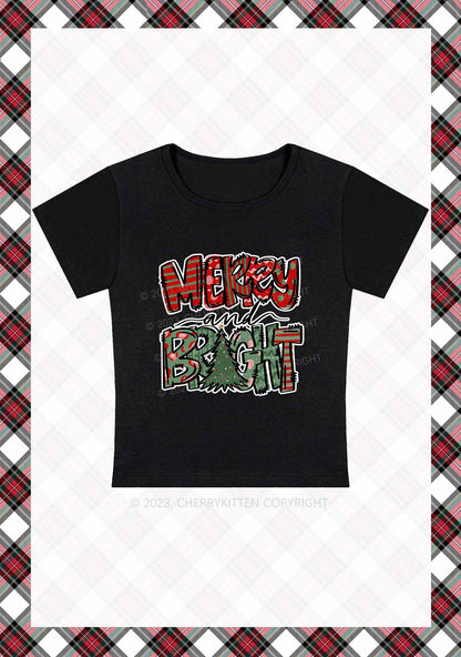 Merry And Bright Christmas Baby Tee Cherrykitten