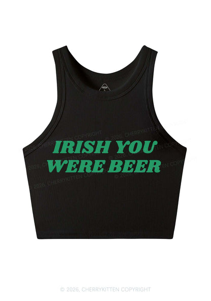Irish You Were Beer St Patricks Y2K Crop Tank Top Cherrykitten