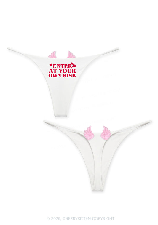 Enter At Your Own Risk Y2K Goth Angel Wings Bikini String Thong Cherrykitten