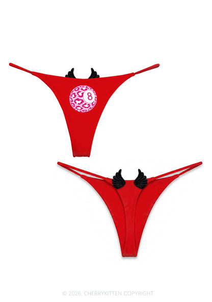 Pink Leopard Eight Ball Y2K Goth Angel Wings Bikini String Thong Cherrykitten