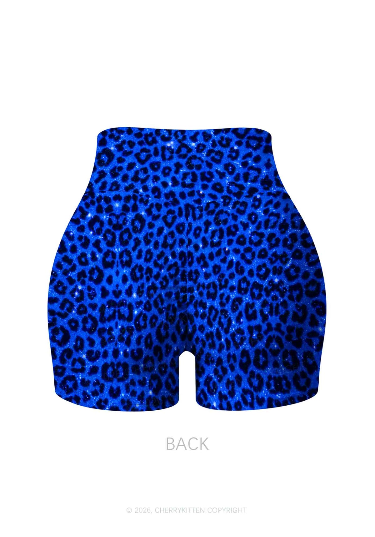 Royal Blue Leopard Y2K Print Gym Shorts Cherrykitten