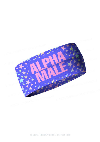 Purple Alpha Male Pride Y2K Print Headband Cherrykitten