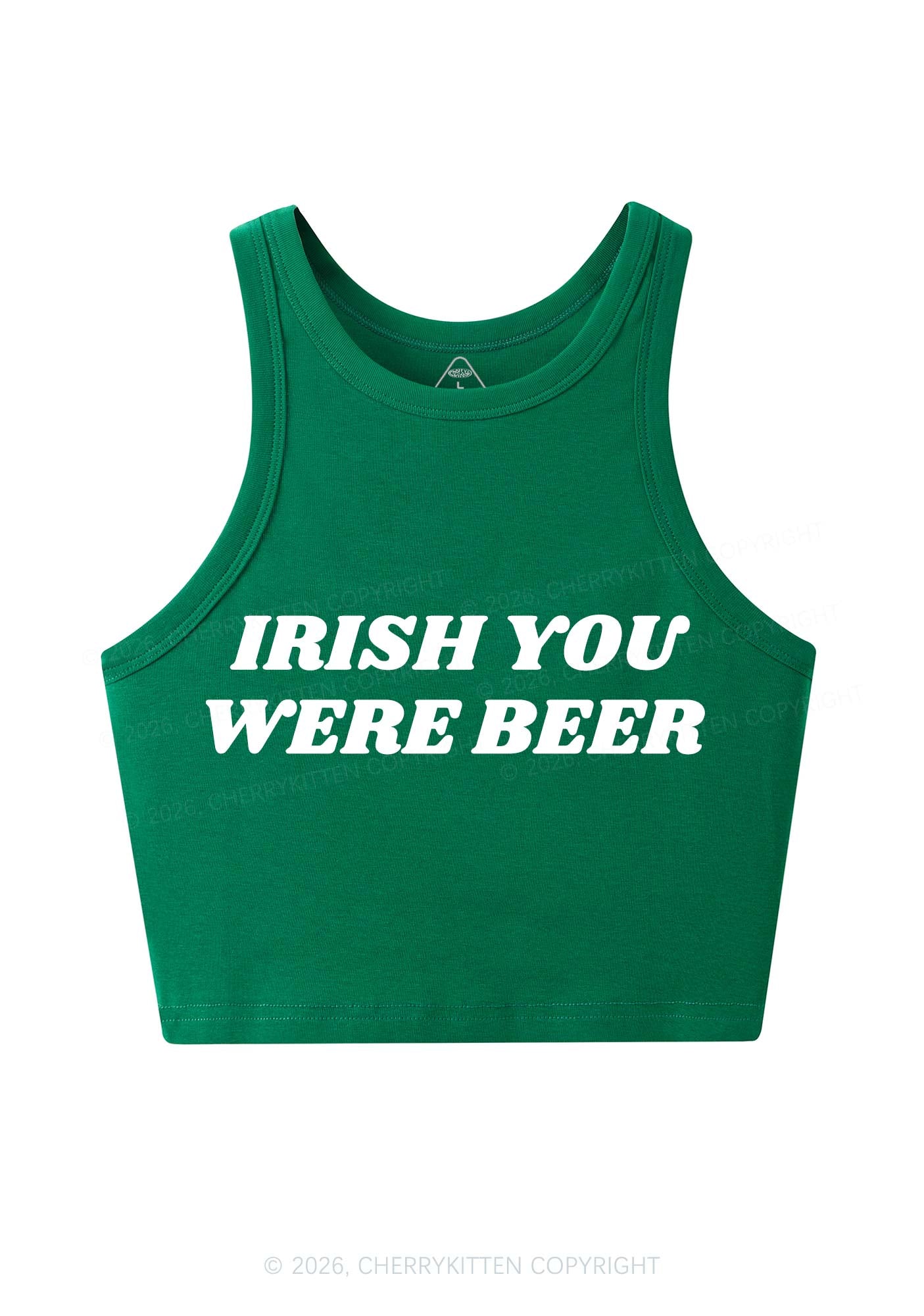 Irish You Were Beer St Patricks Y2K Crop Tank Top Cherrykitten