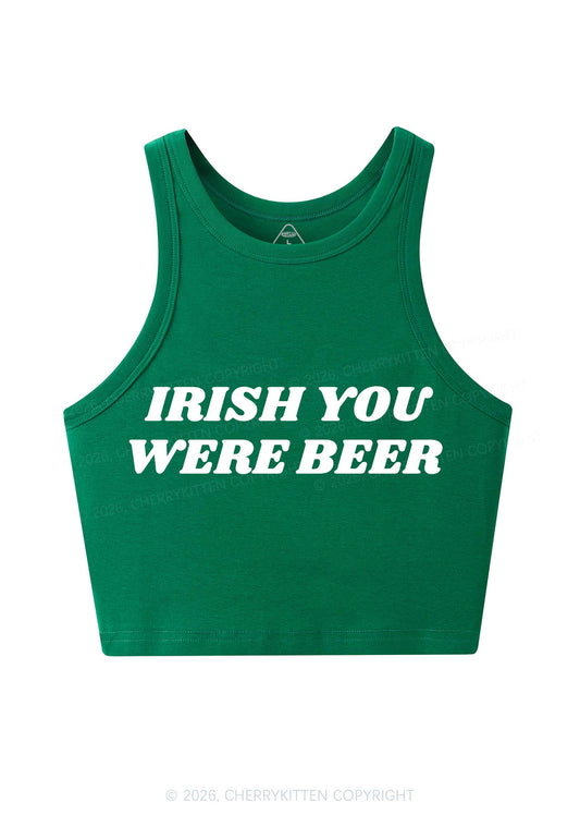 Irish You Were Beer St Patricks Y2K Crop Tank Top Cherrykitten