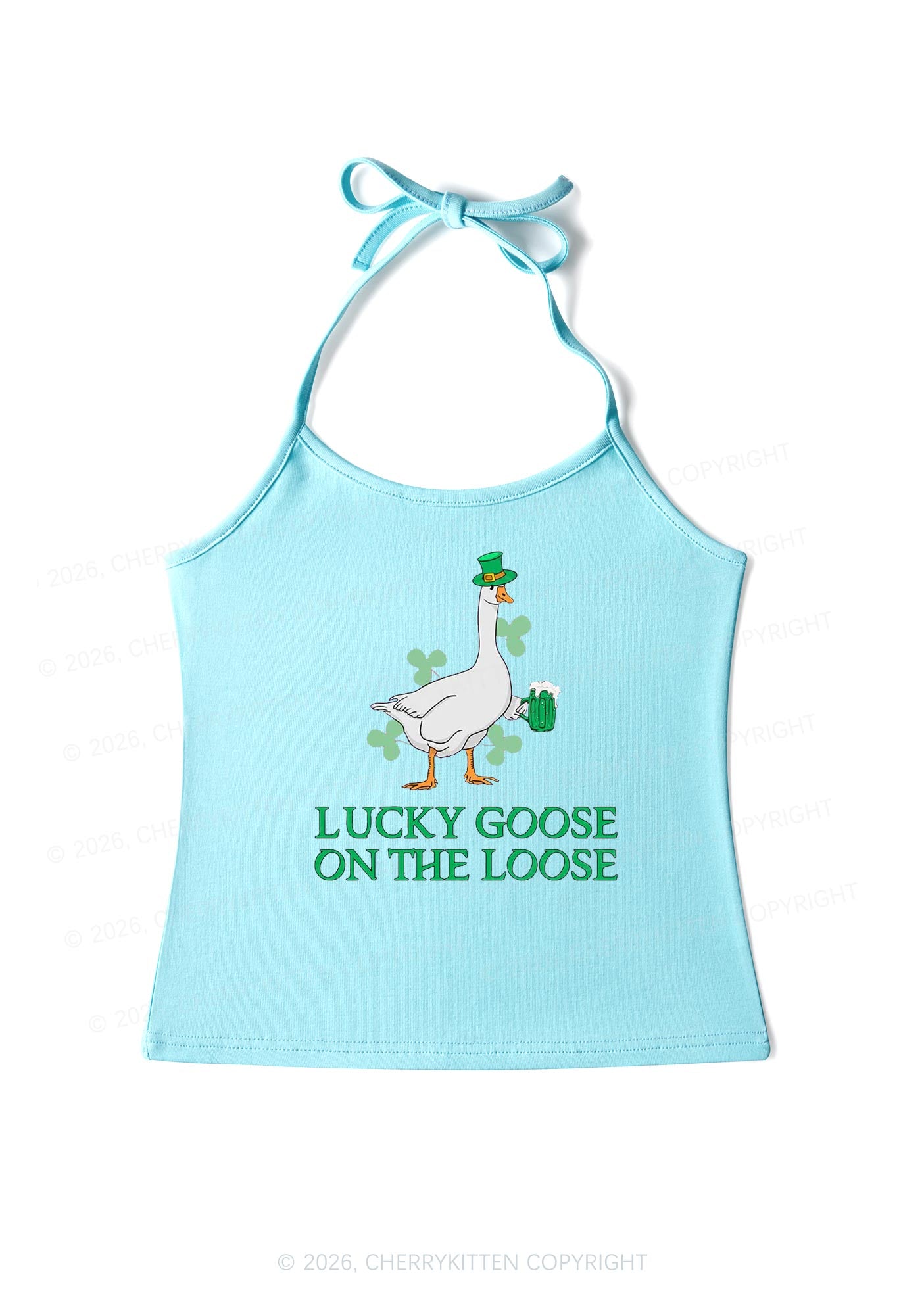 Lucky Goose On The Loose St Patricks Y2K Halter Neck Cami Cherrykitten
