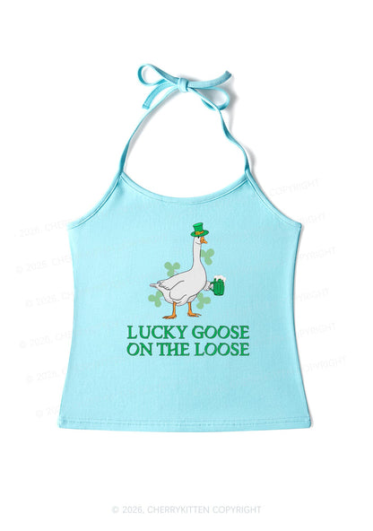Lucky Goose On The Loose St Patricks Y2K Halter Neck Cami Cherrykitten