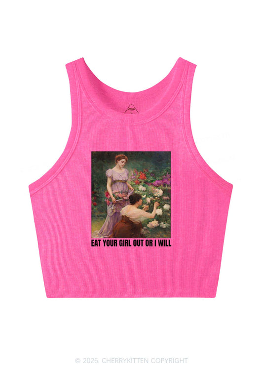 Eat Your Girl Out Painting Pride Y2K Crop Tank Top Cherrykitten