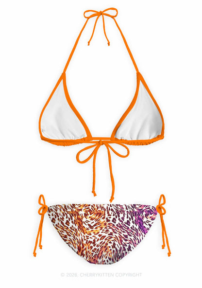 Lesbian Leopard Pride Y2K Print Bikini Set Cherrykitten