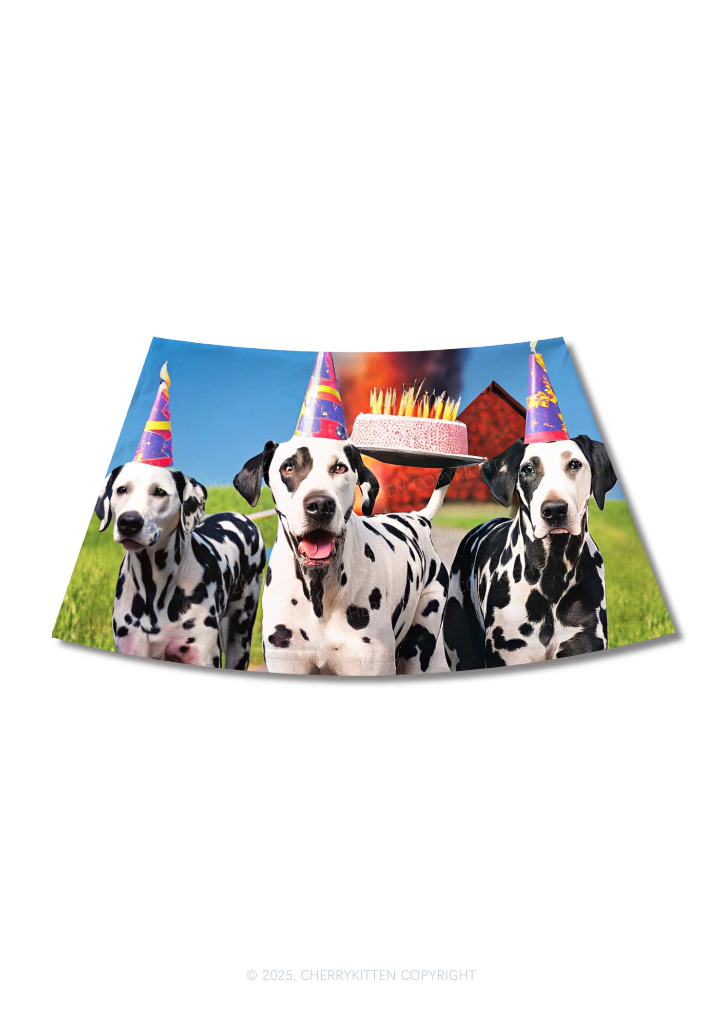 Dogs Birthday Party Y2K Print Mini Skirt Cherrykitten