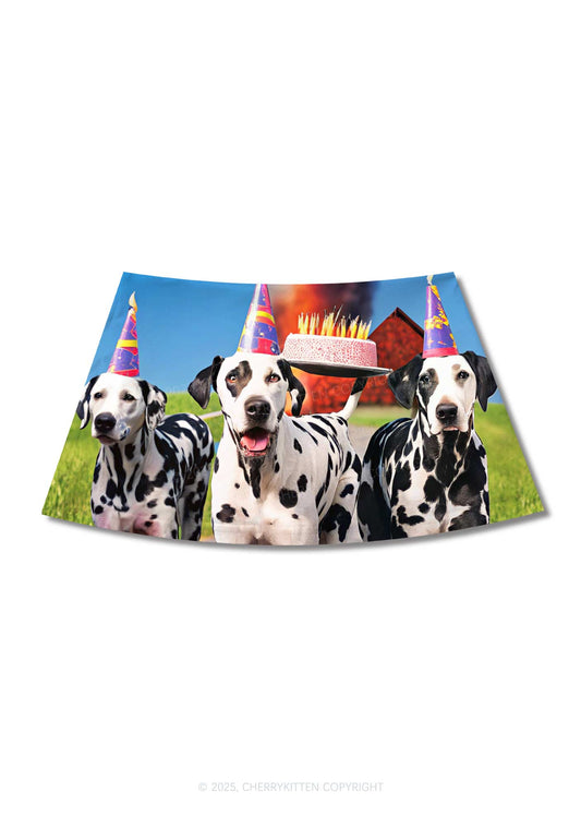 Dogs Birthday Party Y2K Print Mini Skirt Cherrykitten