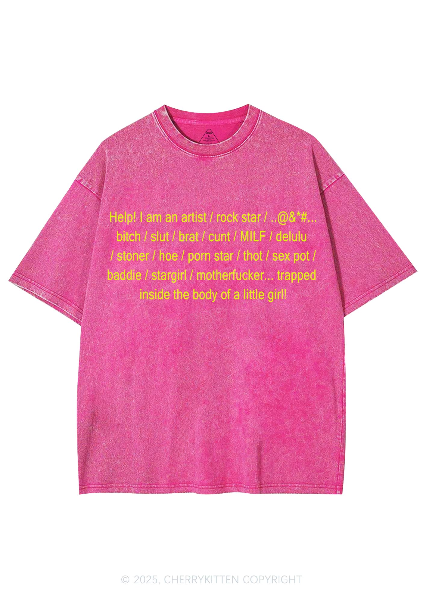 Help Little Girl Y2K Shirts Washed Tee Cherrykitten