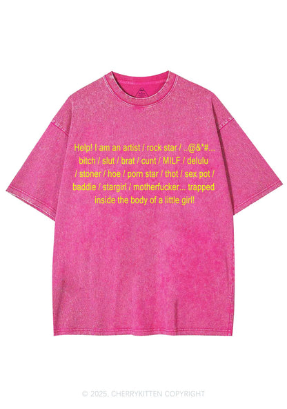 Help Little Girl Y2K Shirts Washed Tee Cherrykitten