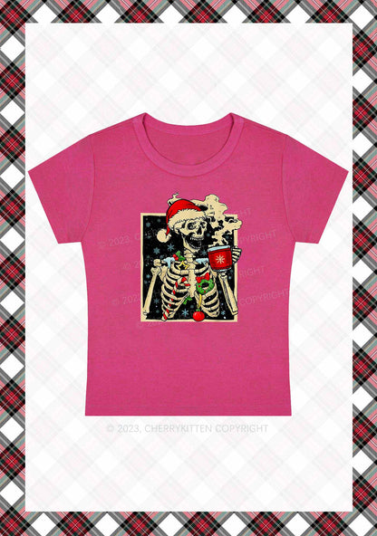 Merry Christmas Skeleton Baby Tee Cherrykitten