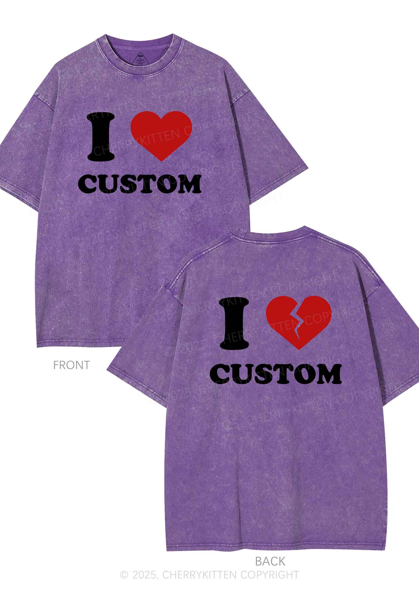 I Love Custom Two Sides Y2K Shirts Washed Tee Cherrykitten