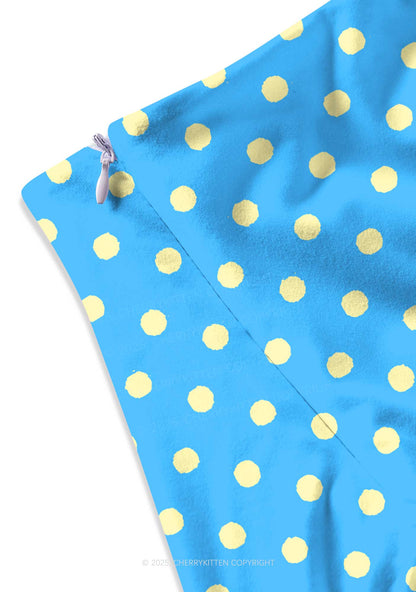 Yellow Polka Dots Freak Y2K Print Mini Skirt Cherrykitten