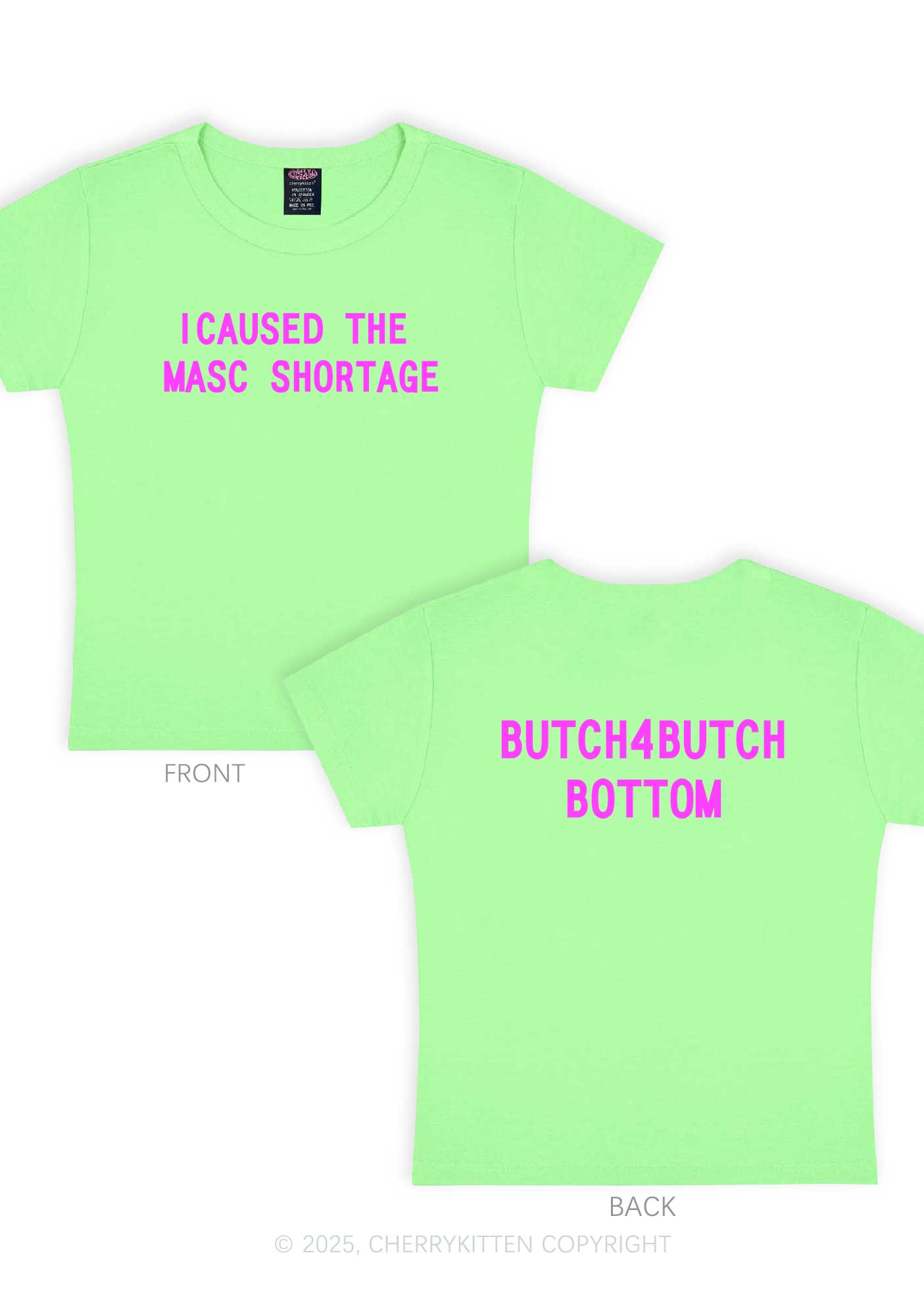 Masc Shortage Two Sides Pride Y2K Baby Tee Cherrykitten