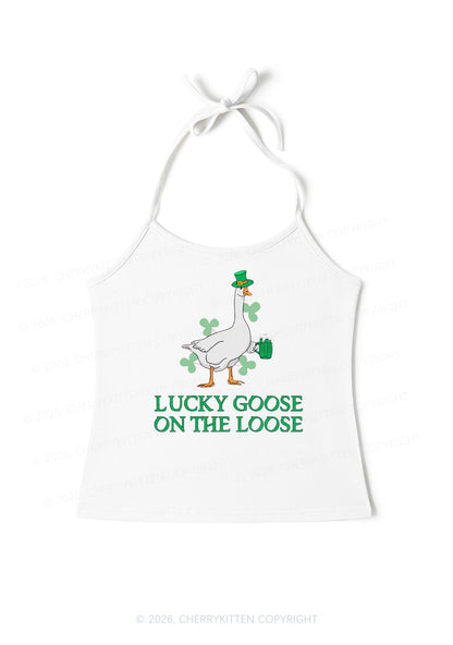 Lucky Goose On The Loose St Patricks Y2K Halter Neck Cami Cherrykitten