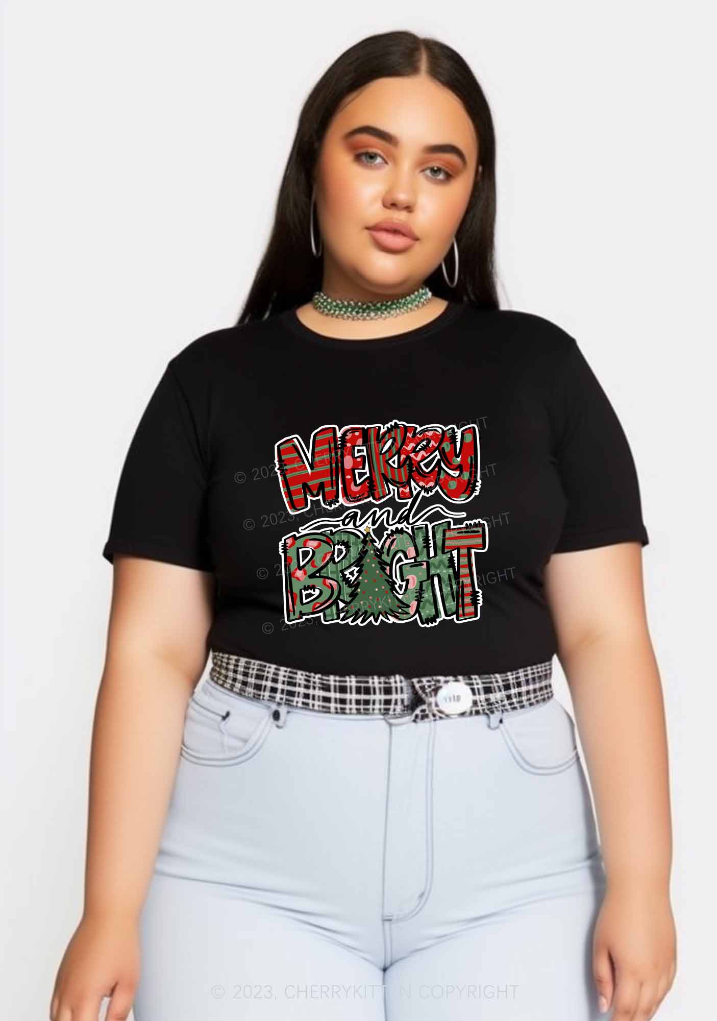 Merry And Bright Christmas Baby Tee Cherrykitten