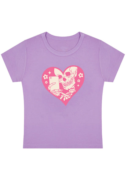 Halloween Skeleton Selfie Heart Y2K Baby Tee